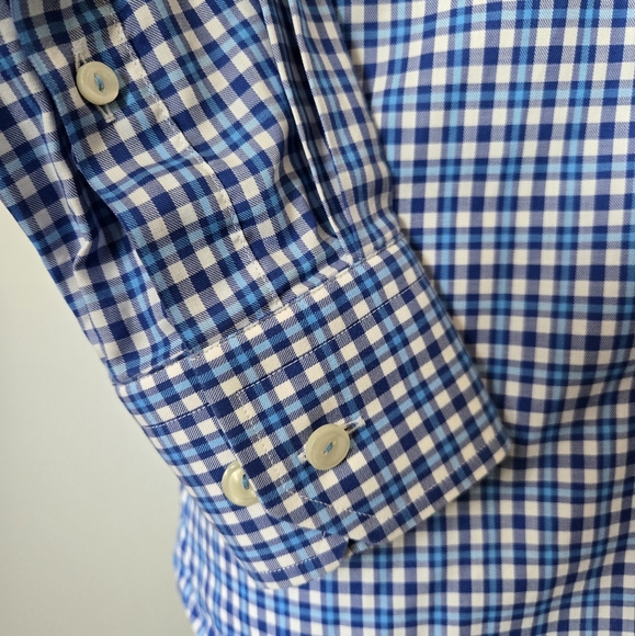 ETON Blue and White Checkered Slim Fit Men's Button Up Shirt. Size 43/17 - Picture 3 of 10